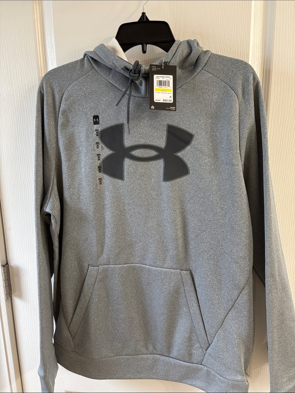 Under Armour Men's Heather Gray Crewneck Hoodie with Black Logo